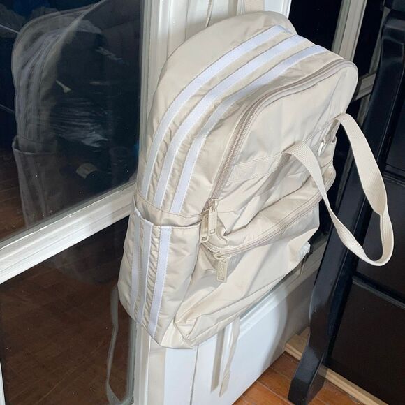 Unisex adidas Essentials 2 Alumina Backpack book bag beige & white preowned - Picture 8 of 16